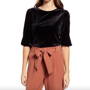 Women's Halogen Velour Bubble Sleeve Top, Size Small